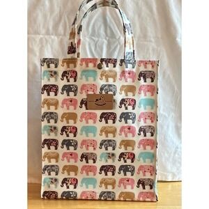 Uma Hana Elephant Print Waterproof Tote Bag Multicolor Reusable